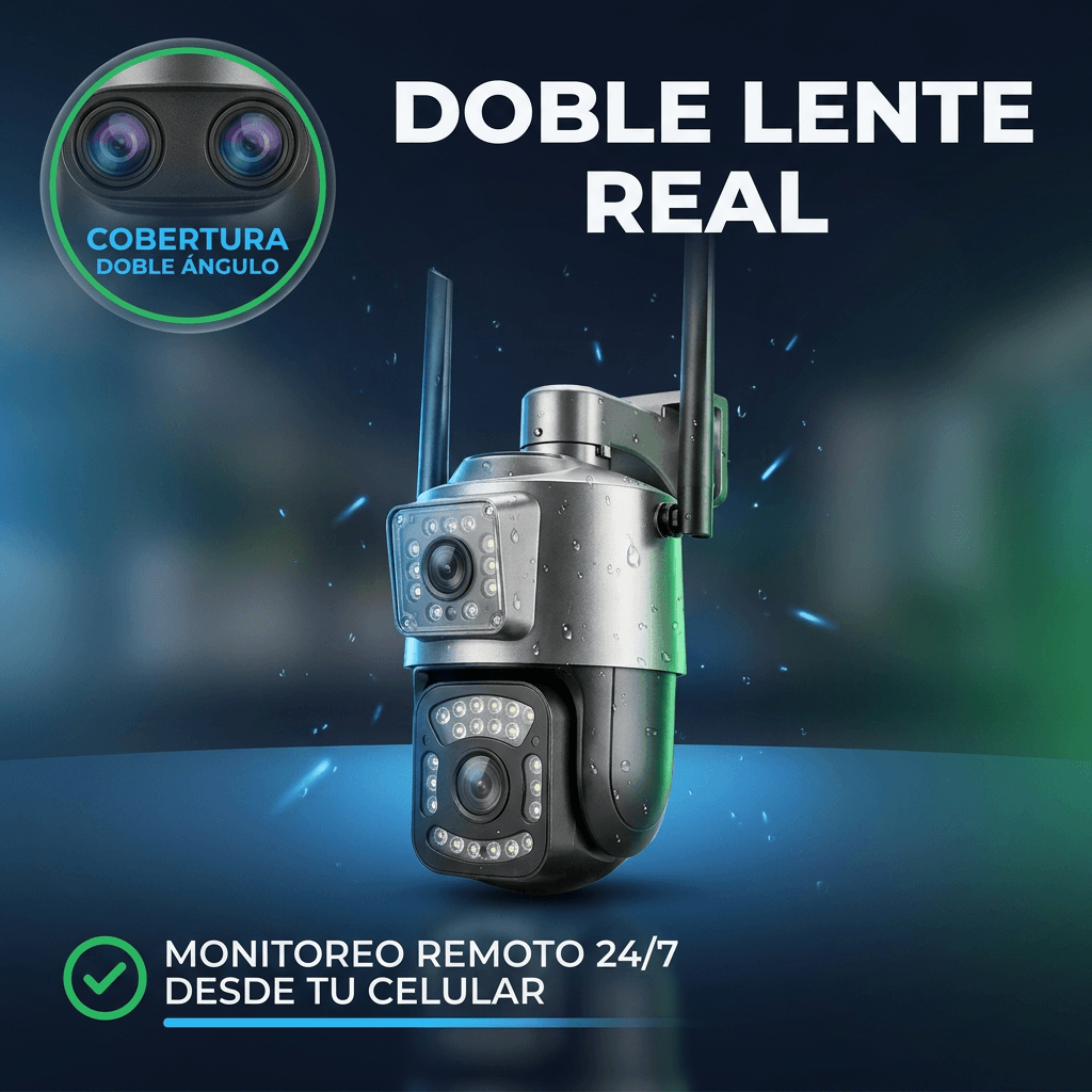 Cámara Inteligente de Seguridad Dual Lens - Monitorea tu hogar desde tu teléfono