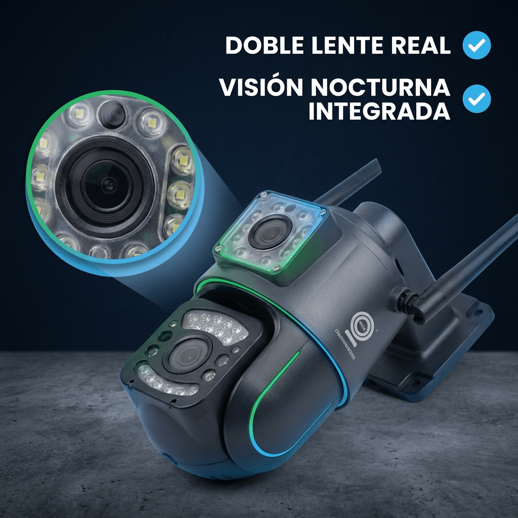 Cámara Inteligente de Seguridad Dual Lens - Monitorea tu hogar desde tu teléfono