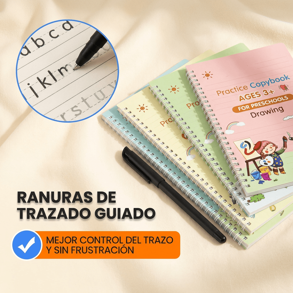 Set Educativo de Caligrafía Reutilizable 4 en 1 - Practica, se borrra y repite