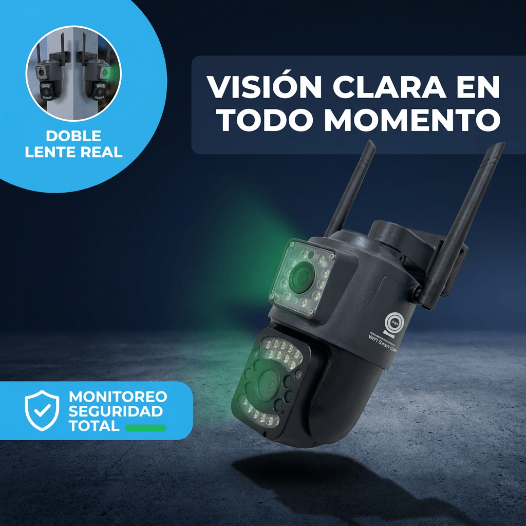 Cámara Inteligente de Seguridad Dual Lens - Monitorea tu hogar desde tu teléfono